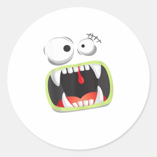Halloween Big Monster Face Funny Ronde Sticker (Voorkant)