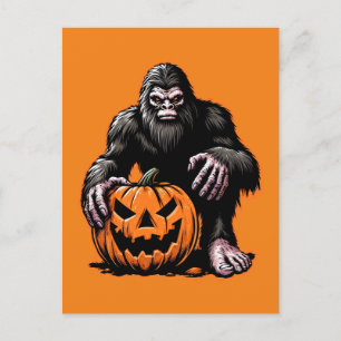 Halloween Bigfoot Pumpkin Scare Feestdagenkaart