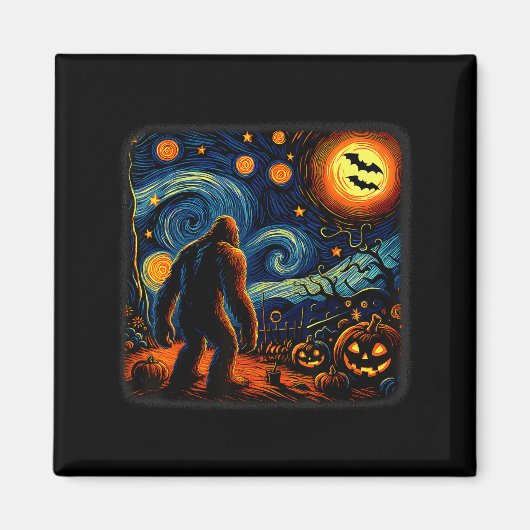 Halloween Bigfoot Starry Night Van Gogh Sasquatch Magneet (Voorkant)