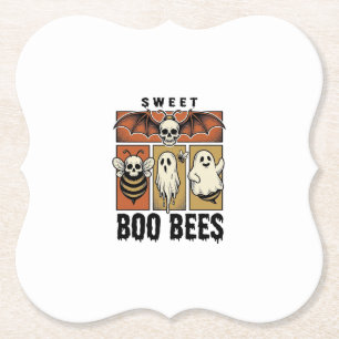 Halloween Bij Pun Vintage Gravure Geest Bij Shirt Kartonnen Onderzetters