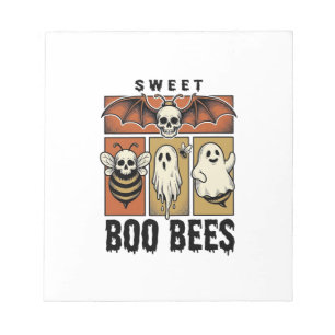 Halloween Bij Pun Vintage Gravure Geest Bij Shirt Notitieblok
