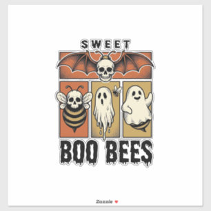 Halloween Bij Pun Vintage Gravure Geest Bij Shirt Sticker