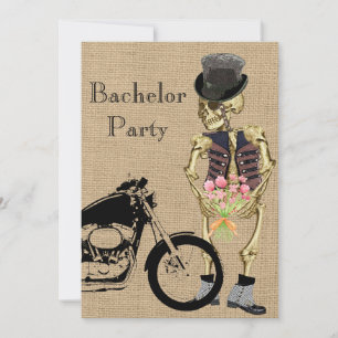 Halloween Biker Skeleton Bachelor Party Invitation