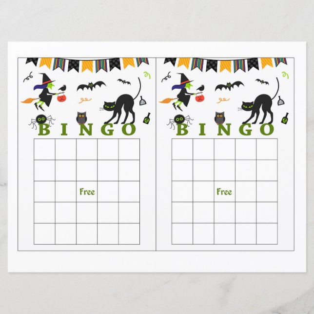 Halloween bingo, halloween witch, bat (Voorkant)