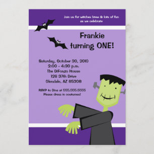Halloween Birthday 5x7 Frankenstein Party Invite Kaart