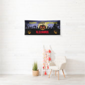 Halloween Birthday Banner - Creepy Pumpkin Banner (Insitu)