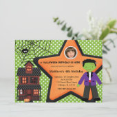 Halloween Birthday Costume (groen) Kaart (Staand voorkant)