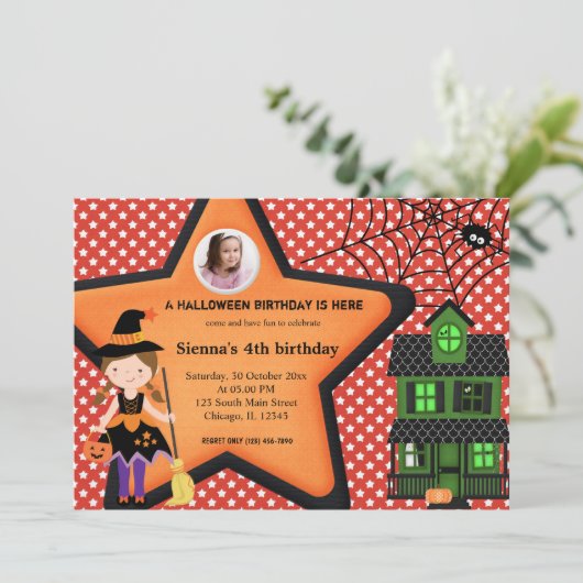 Halloween Birthday Costume (rood) Kaart (Staand voorkant)