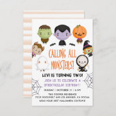 Halloween Birthday Invite Kaart (Voorkant / Achterkant)