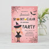 Halloween Birthday Invite Witch Halloween Party Kaart (Staand voorkant)