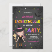 Halloween Birthday Invite Witch Halloween Party Kaart (Voorkant)
