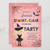 Halloween Birthday Invite Witch Halloween Party Kaart (Voorkant / Achterkant)
