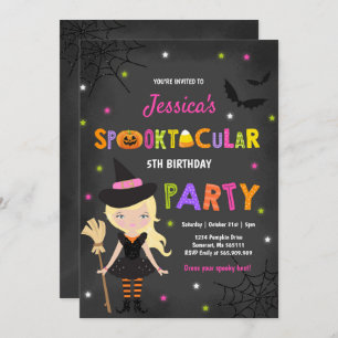 Halloween Birthday Invite Witch Halloween Party Kaart