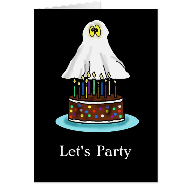 Halloween Birthday-kaart met Ghost en Booze (Voorkant)
