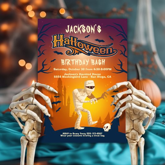Halloween Birthday Mummy Zombie uitnodigingen
