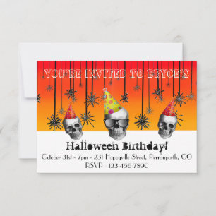 Halloween Birthday oranje zwarte schedels pet