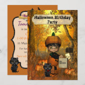 Halloween Birthday Party Invitation Kaart (Voorkant / Achterkant)