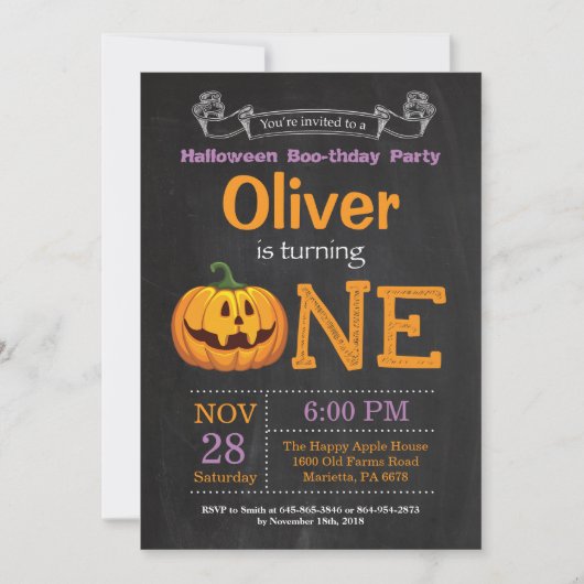 Halloween Birthday Party Invitation Kaart (Voorkant)