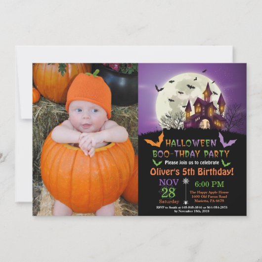 Halloween Birthday Party Invitation Kaart (Voorkant)
