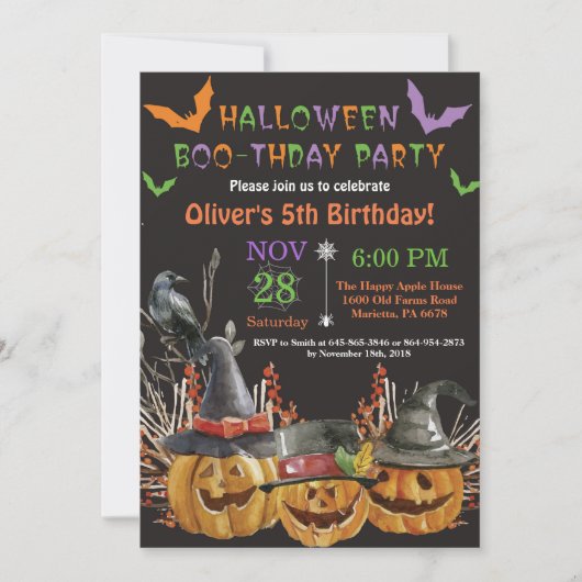 Halloween Birthday Party Invitation Kaart (Voorkant)
