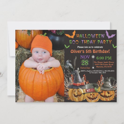 Halloween Birthday Party Invitation Kaart (Voorkant)