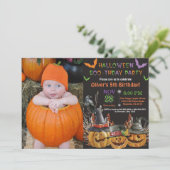 Halloween Birthday Party Invitation Kaart (Staand voorkant)