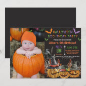 Halloween Birthday Party Invitation Kaart (Voorkant / Achterkant)