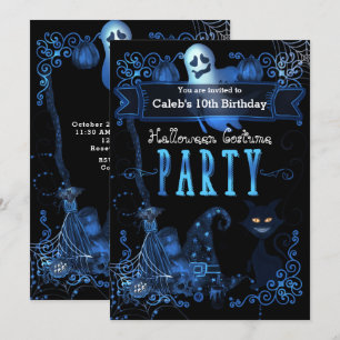 Halloween Birthday Party Magical Blue Glow Lights Kaart