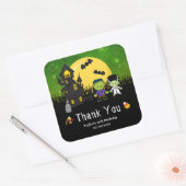 Halloween Birthday Party Monsters Green Vierkante Sticker (Envelop)