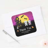 Halloween Birthday Party Mummy Pink Vierkante Sticker (Envelop)
