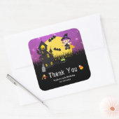 Halloween Birthday Party Witch Paars Vierkante Sticker (Envelop)