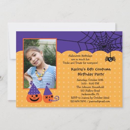 Halloween Birthday Photo Invitation Kaart (Voorkant)