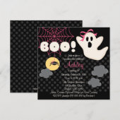 Halloween Birthday Pink Ghost Uitnodigingen (Voorkant / Achterkant)