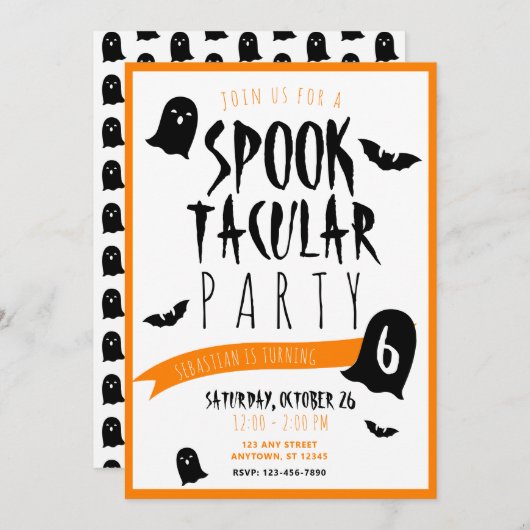 Halloween Birthday Spooktacular Ghosts and Bats Kaart (Voorkant / Achterkant)