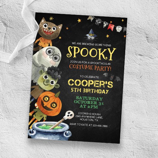 Halloween Birthday Spooky Costume Party Invitation Kaart