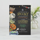 Halloween Birthday Spooky Costume Party Invitation Kaart (Staand voorkant)