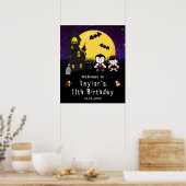 Halloween Birthday Vampires Paars Welkomstteken Poster (Keuken)