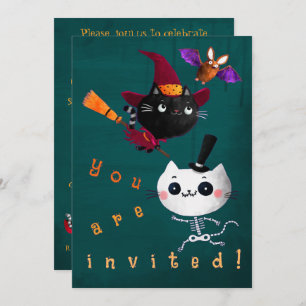 Halloween Birthday Witch Cats Bat Vampire Skeleton Kaart