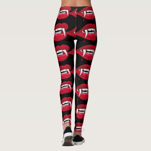 Halloween Bite Me Vampire Fangs and Lips Leggings (Achterkant)