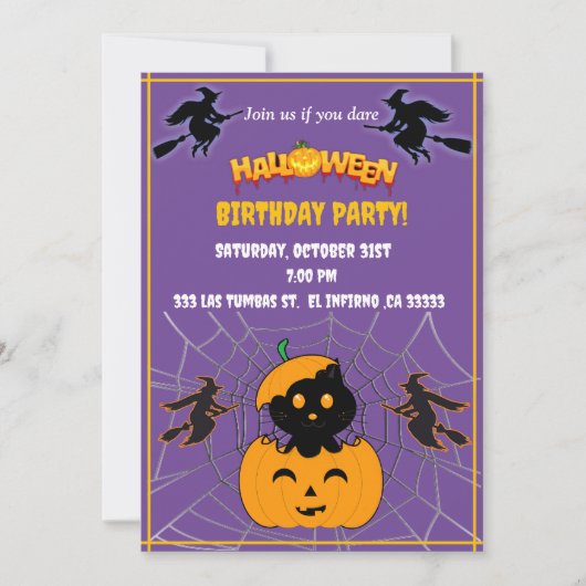 Halloween Bithday party Kaart (Voorkant)