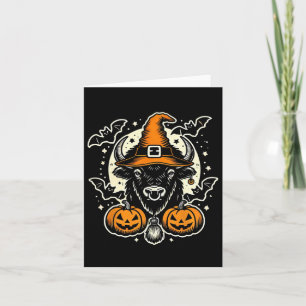 Halloween bizon spookachtige heks Pet en pompoenen Kaart