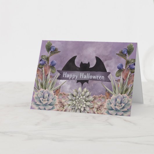 Halloween Black Bat Floral Kaart