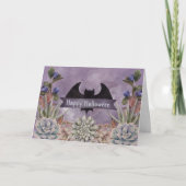 Halloween Black Bat Floral Kaart (Voorkant)
