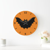 Halloween Black Bat Large Round Wall klok  (Huis)