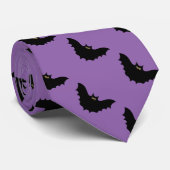 Halloween Black Bat Paarse Stropdas (Opgerold)