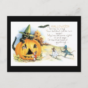 Halloween Black Cat and Mouse Briefkaart
