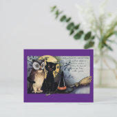 Halloween Black Cat and Owl Briefkaart (Staand voorkant)