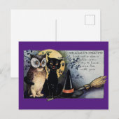 Halloween Black Cat and Owl Briefkaart (Voorkant / Achterkant)