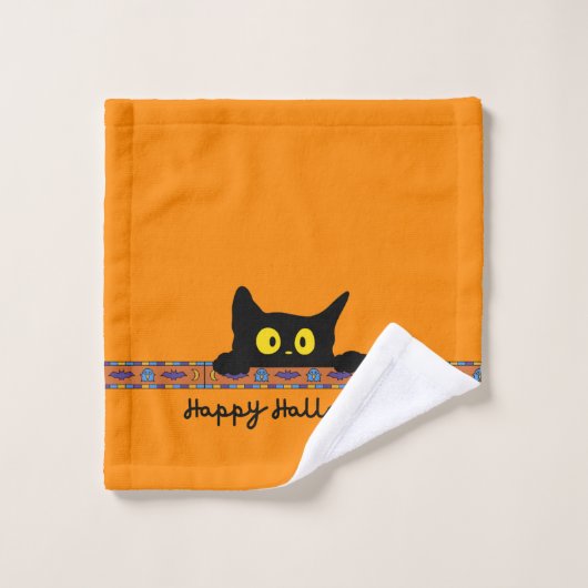 Halloween Black Cat Bad Handdoek (Wasdoekje)