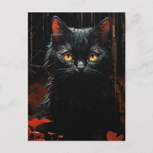 Halloween Black Cat Briefkaart (Voorkant)